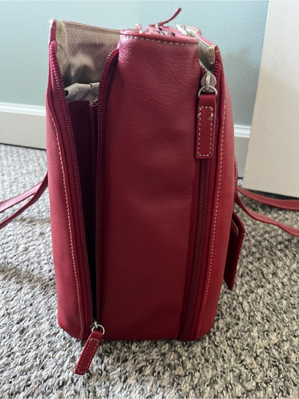 Buxton Madison Tote Bag with Padded Laptop Pocket in Red - Picture 10 of 11
